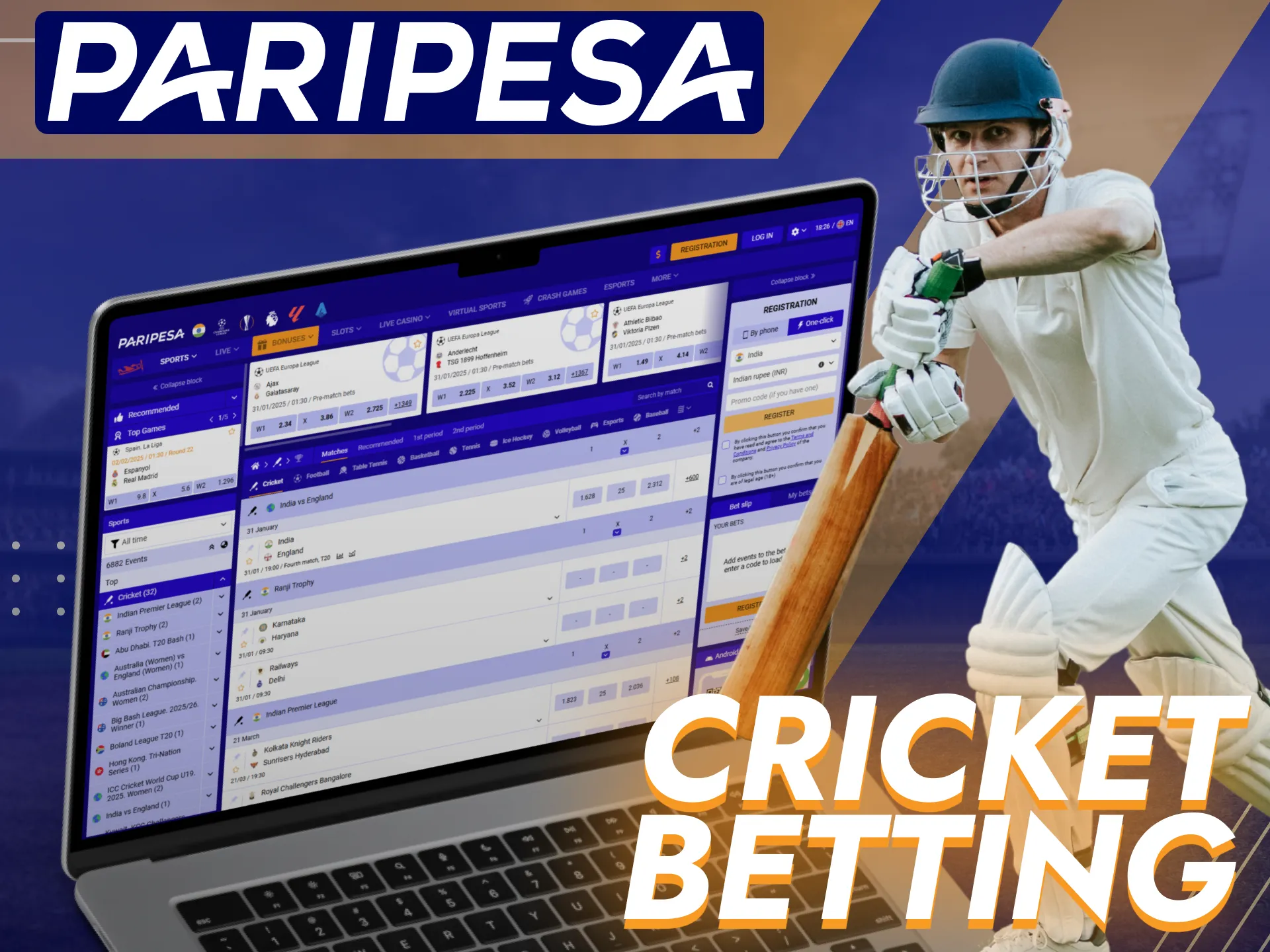 Paripesa offers a diverse selection of cricket betting options for its users.