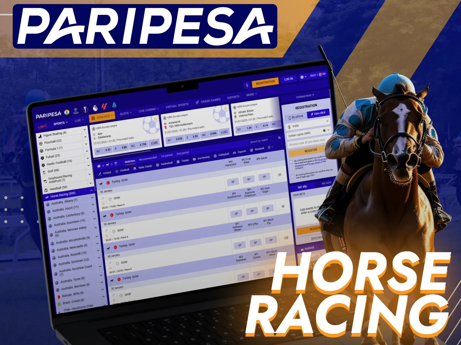 Horse racing is a popular event with various types of bets available at Paripesa.