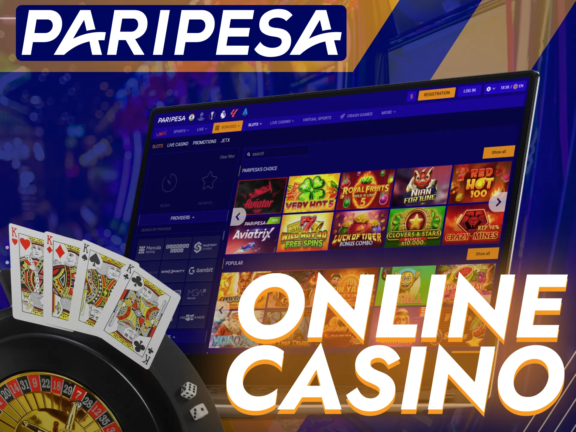 Paripesa offers a diverse selection of online casino games.