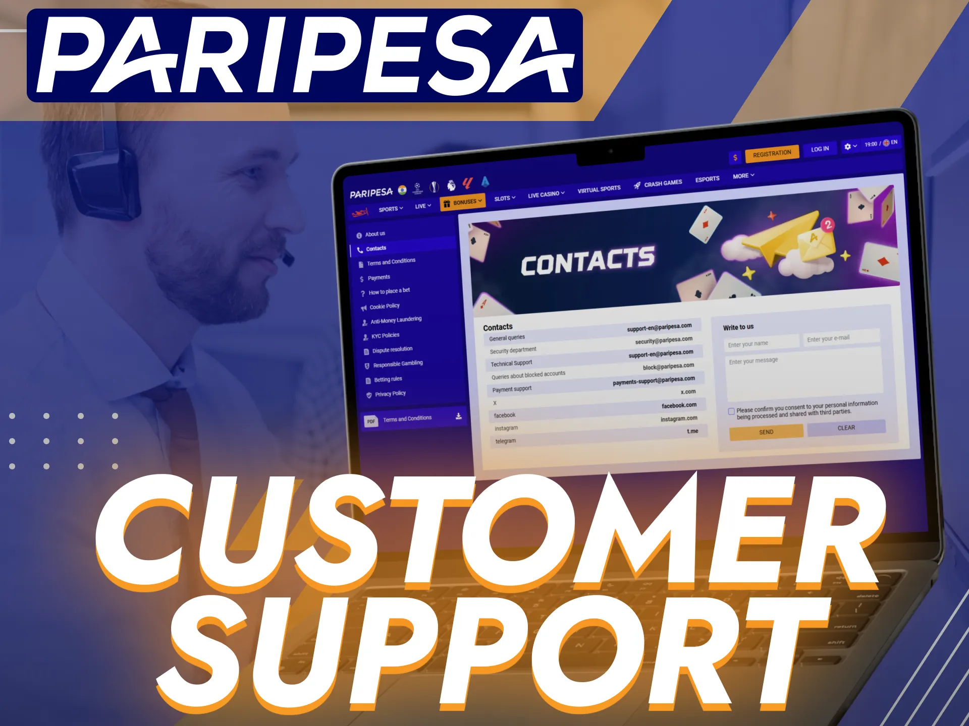 There are several ways you can contact Paripesa for customer support.