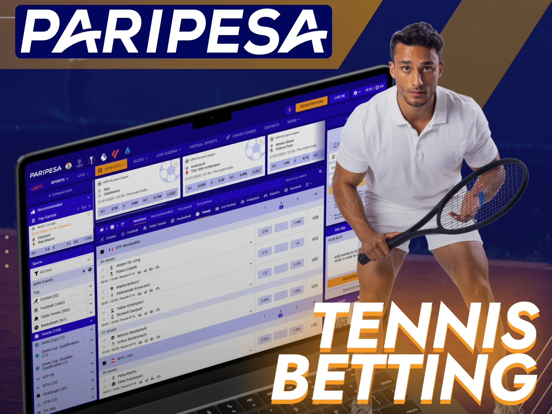 Betting on tennis is a popular activity on the Paripesa.