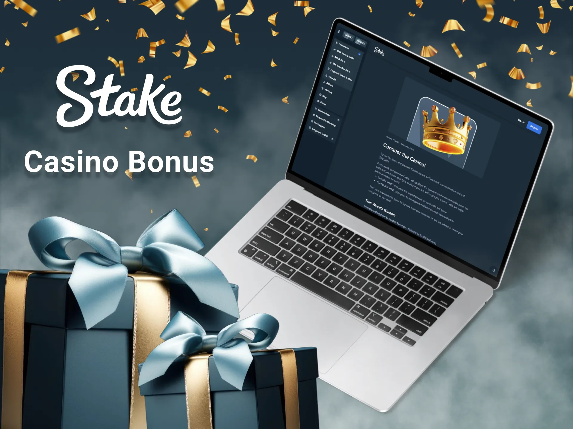 Stake's casino bonus allows players to win by playing the latest casino games.