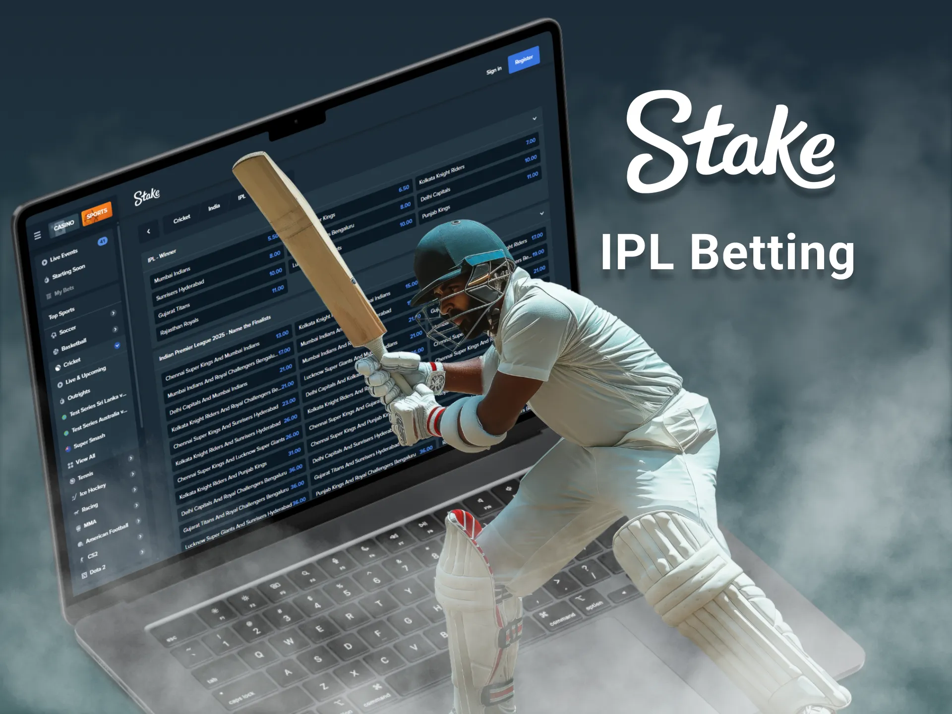 Stake allows users to place bets on the Indian Premier League matches.