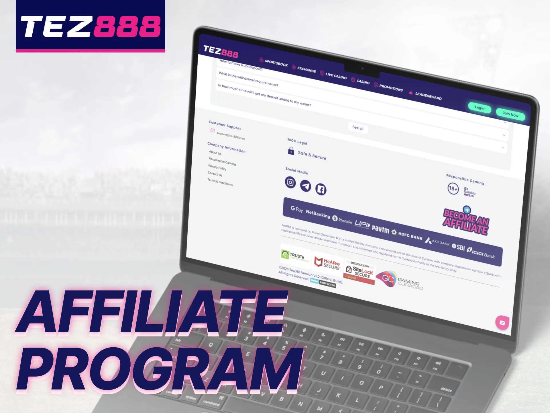 What affiliate program is available with Tez888.