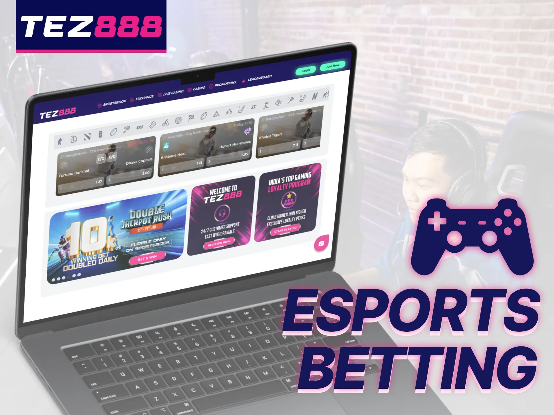 Tez888 gives Indian bettors a chance to bet on famous esports games.