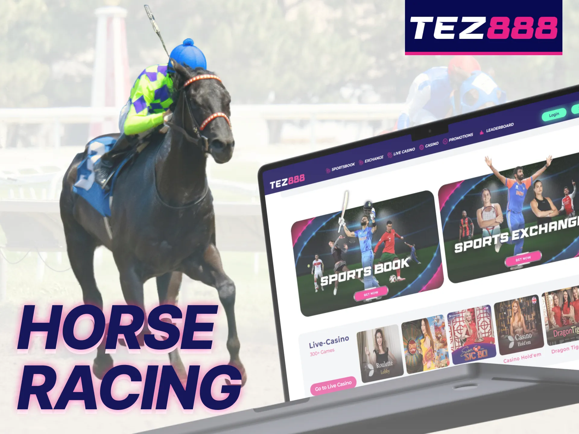 Tez888 provides a variety of betting options for horse racing.