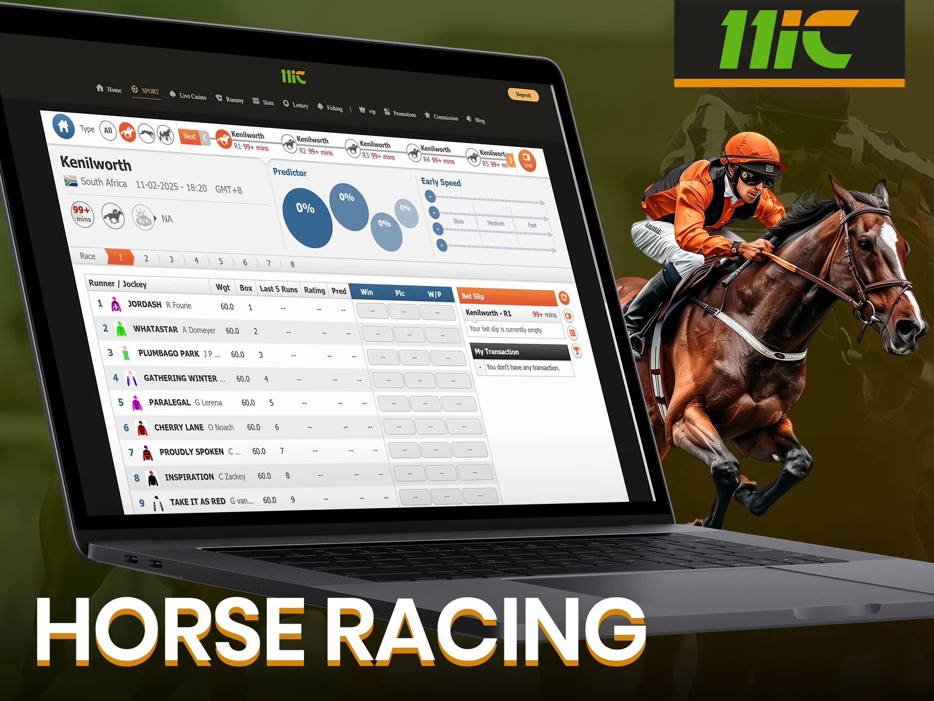 Bet on your favorite horse and win big money at 11ic.