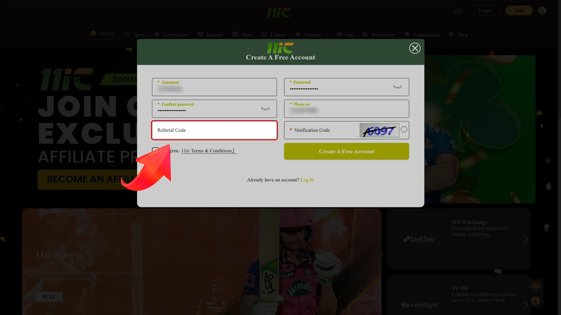 If you have a 11ic referral code, you can enter it.