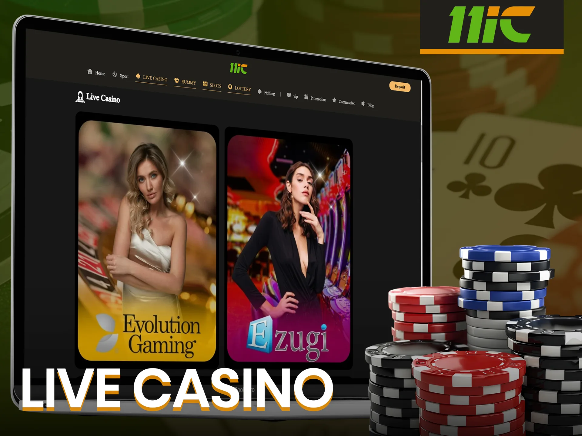 Enjoy playing with live dealers at 11ic.