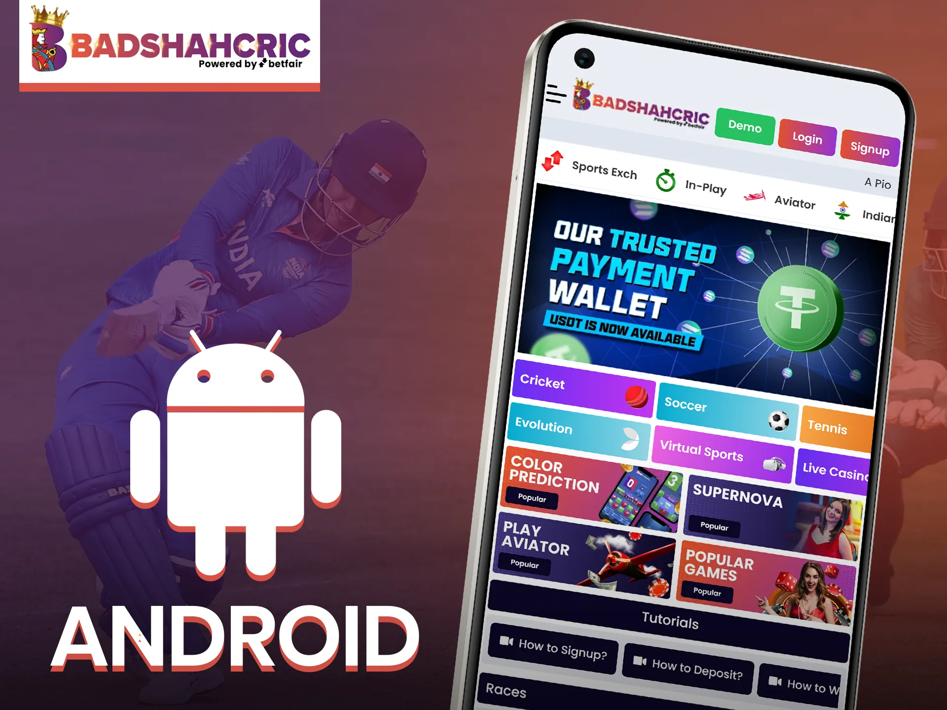 You can use the mobile version of Badshahcric website on your Android device.