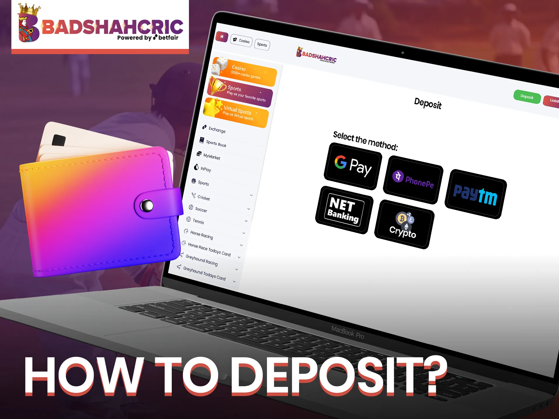 Badshahcric offers many convenient deposit options.