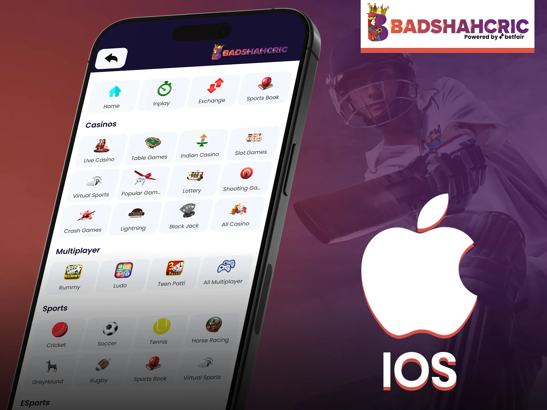 Place bets at Badshahcric on the go via your iOS device.