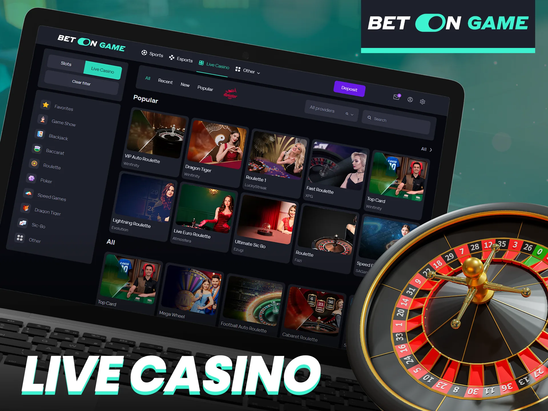 Play with dealers in the live casino section of BetOnGame.