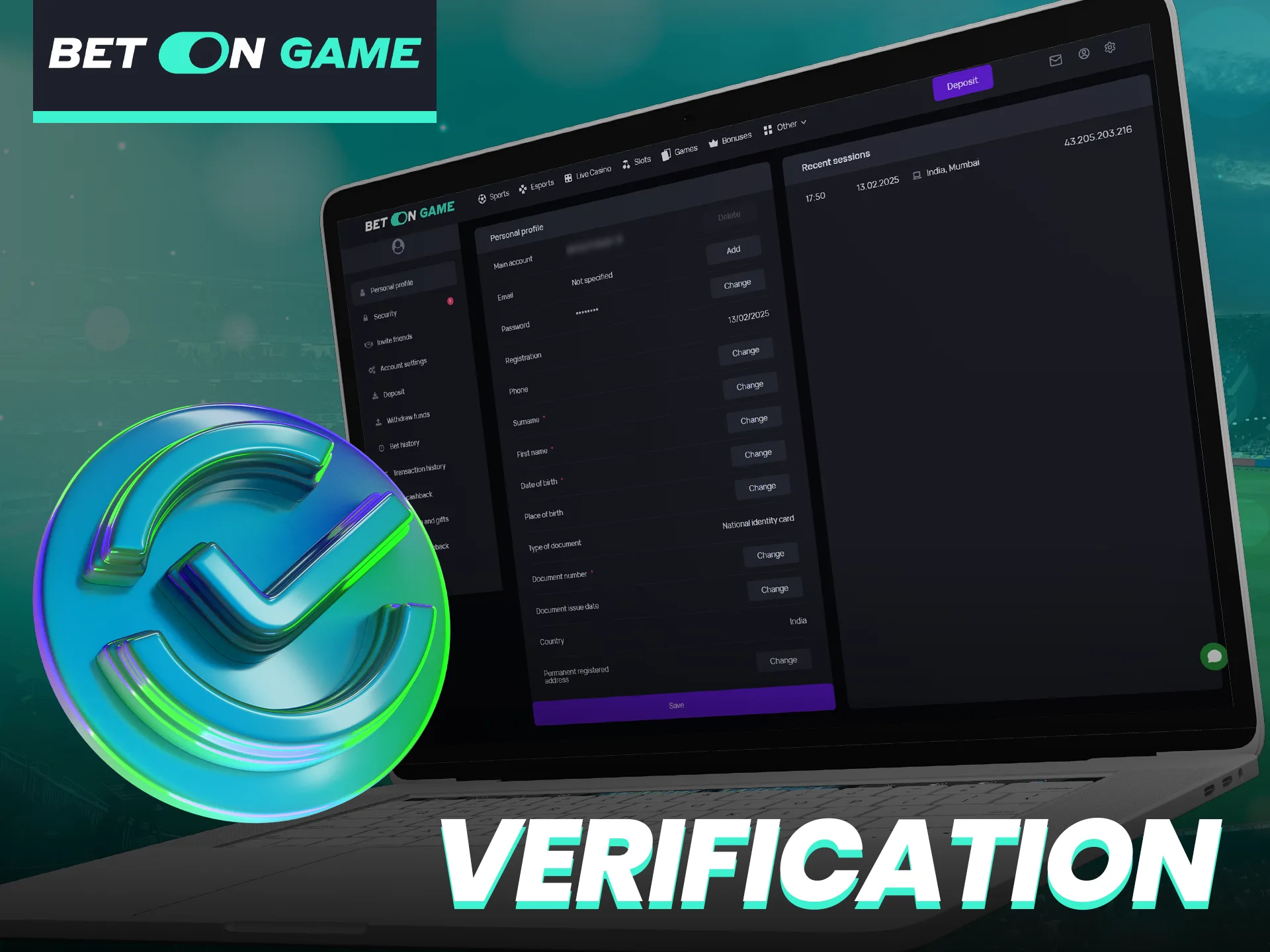 Verification is an important part of registering with BetOnGame.