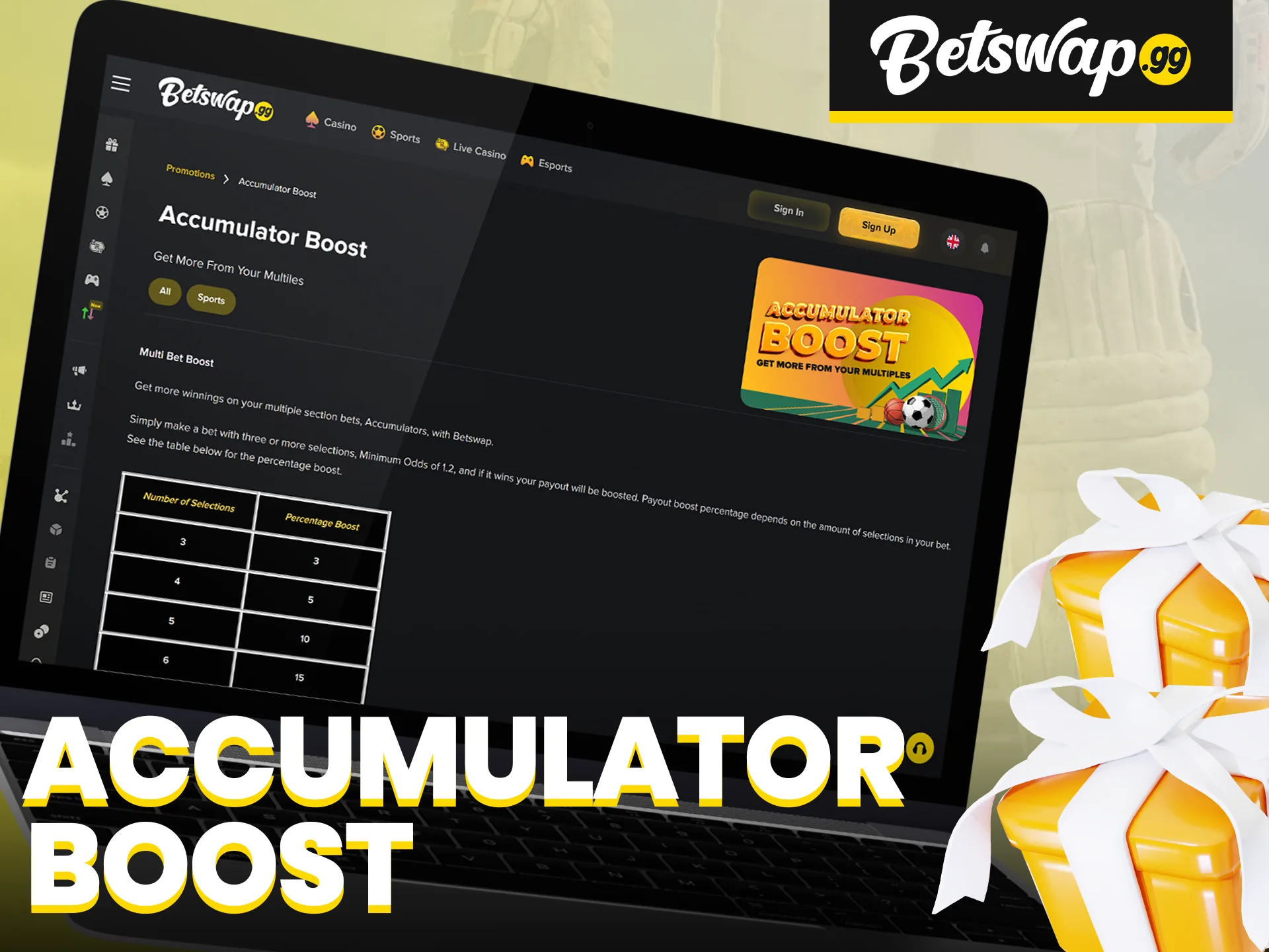 Increase the amount of your winnings with a Betswap bonus.