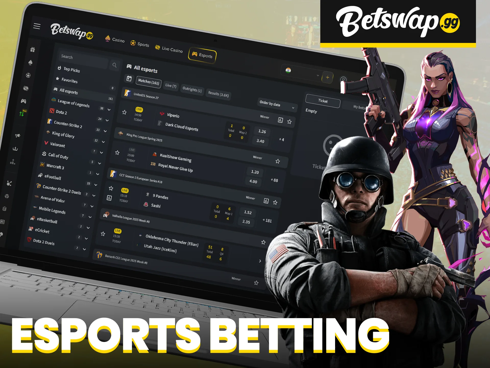 If you're an eSports fan, join Betswap.