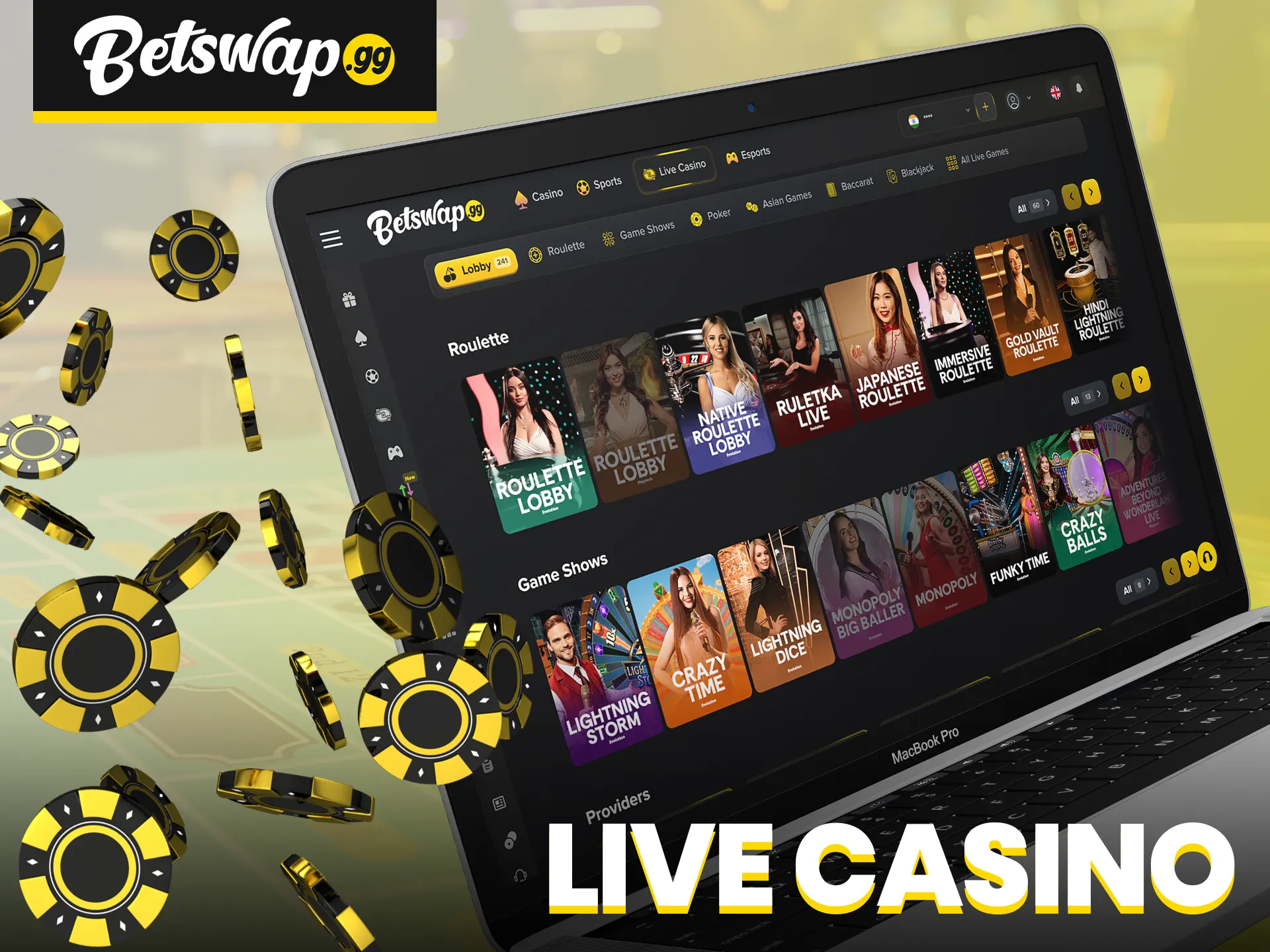 Play with dealers in the live casino section at Betswap.