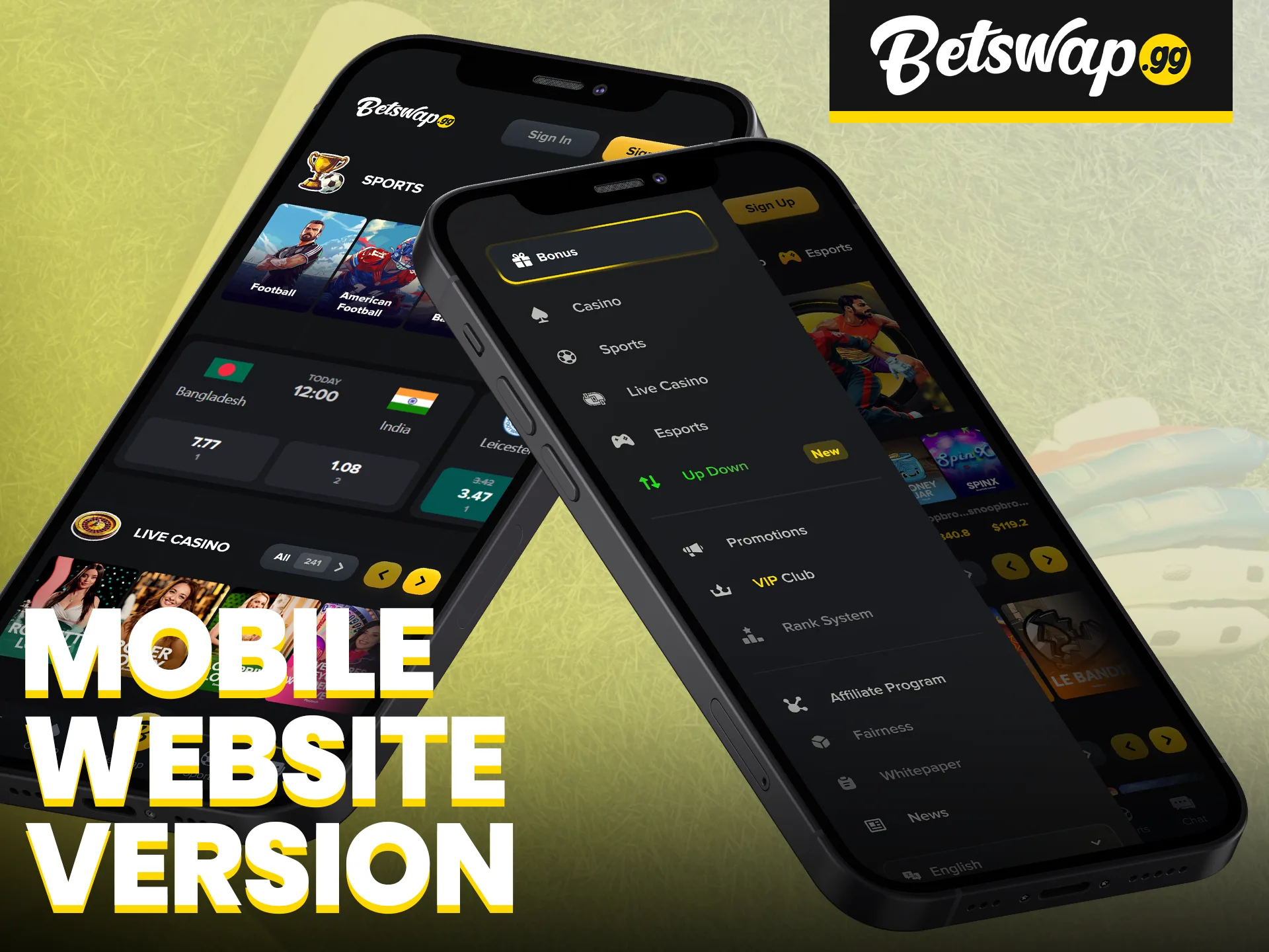 The Betswap website is adaptive for mobile devices.