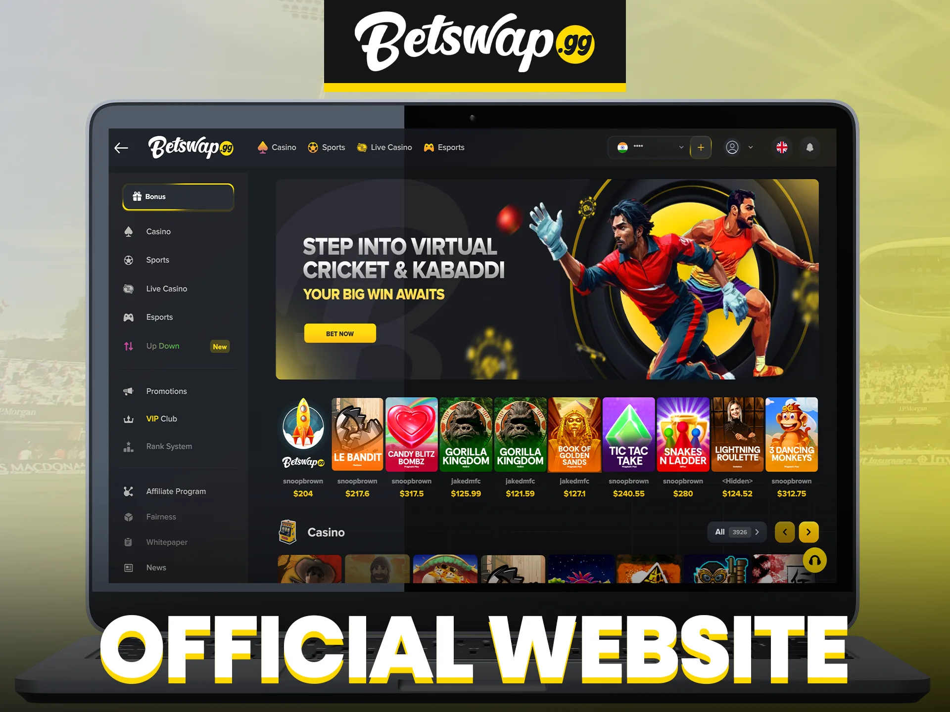 Learn more about the interface of the Betswap website.