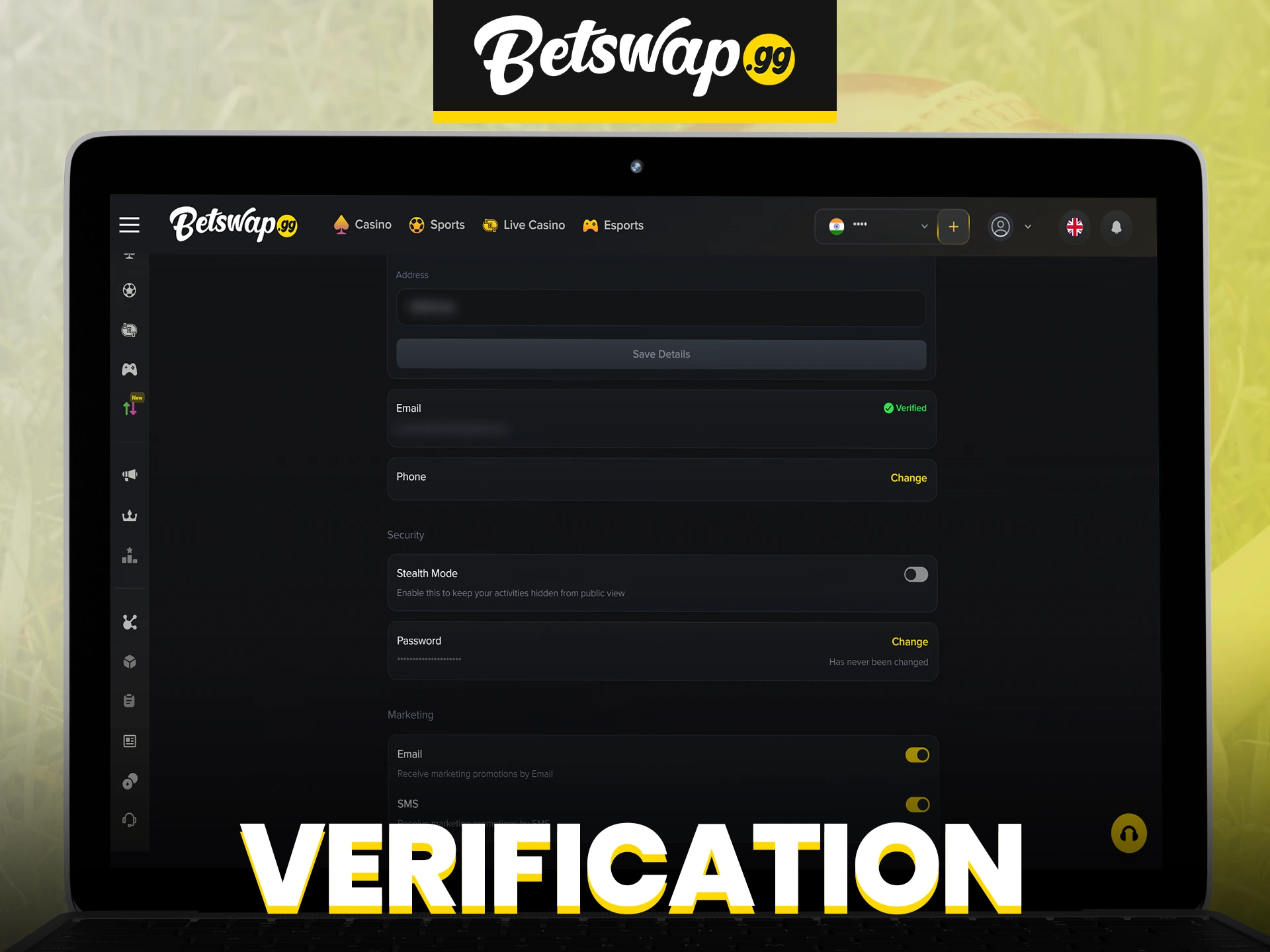 Account verification gives you access to all the features of the Betswap platform.