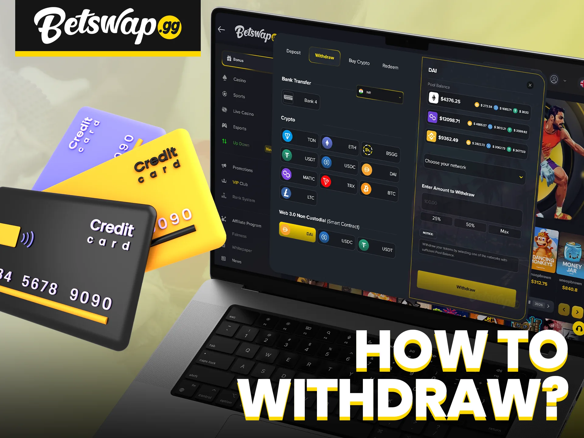 Explore the methods available at Betswap to withdraw your winnings.