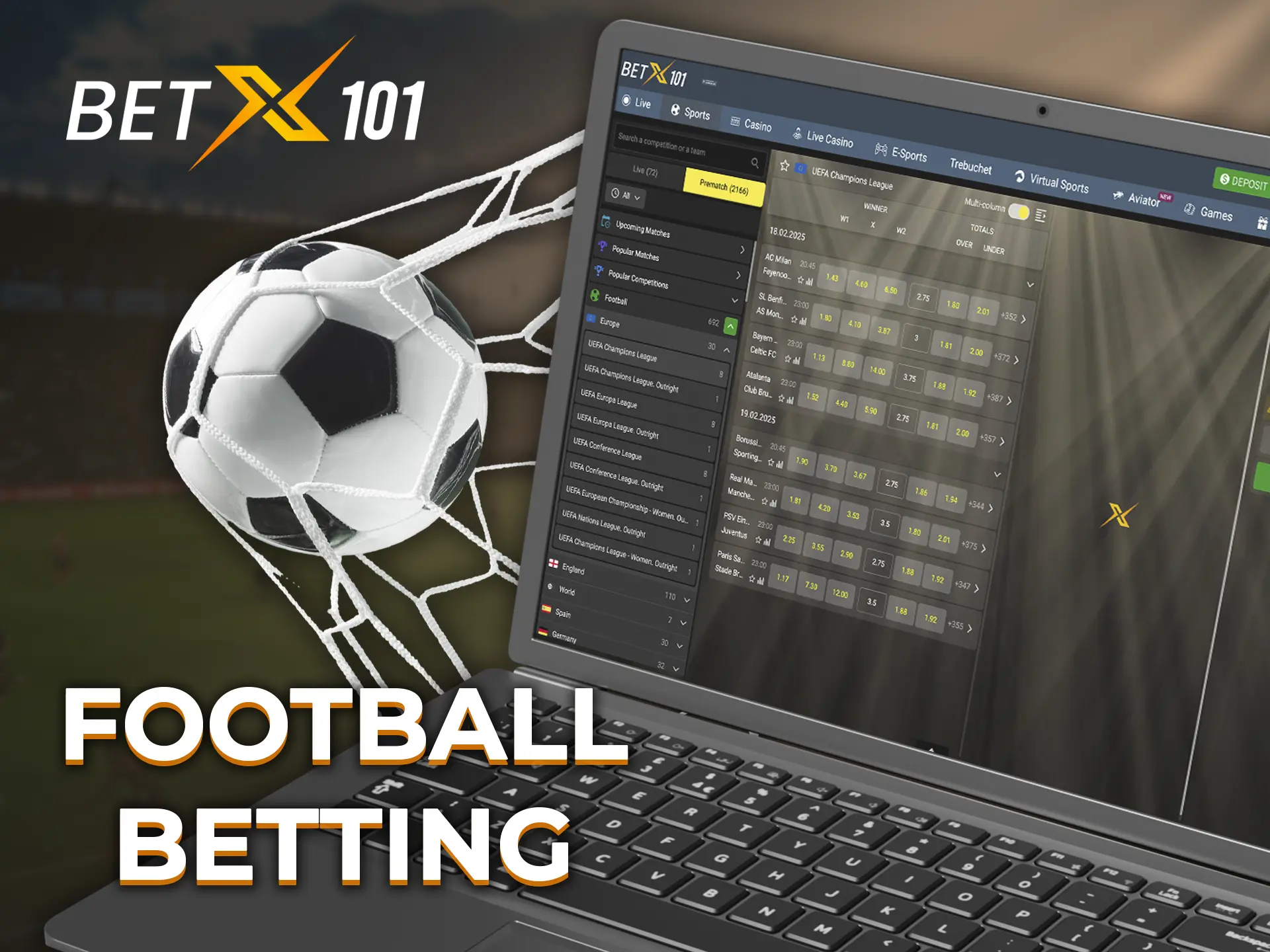 Make your outcomes at Betx101 on the top football leagues in the world.