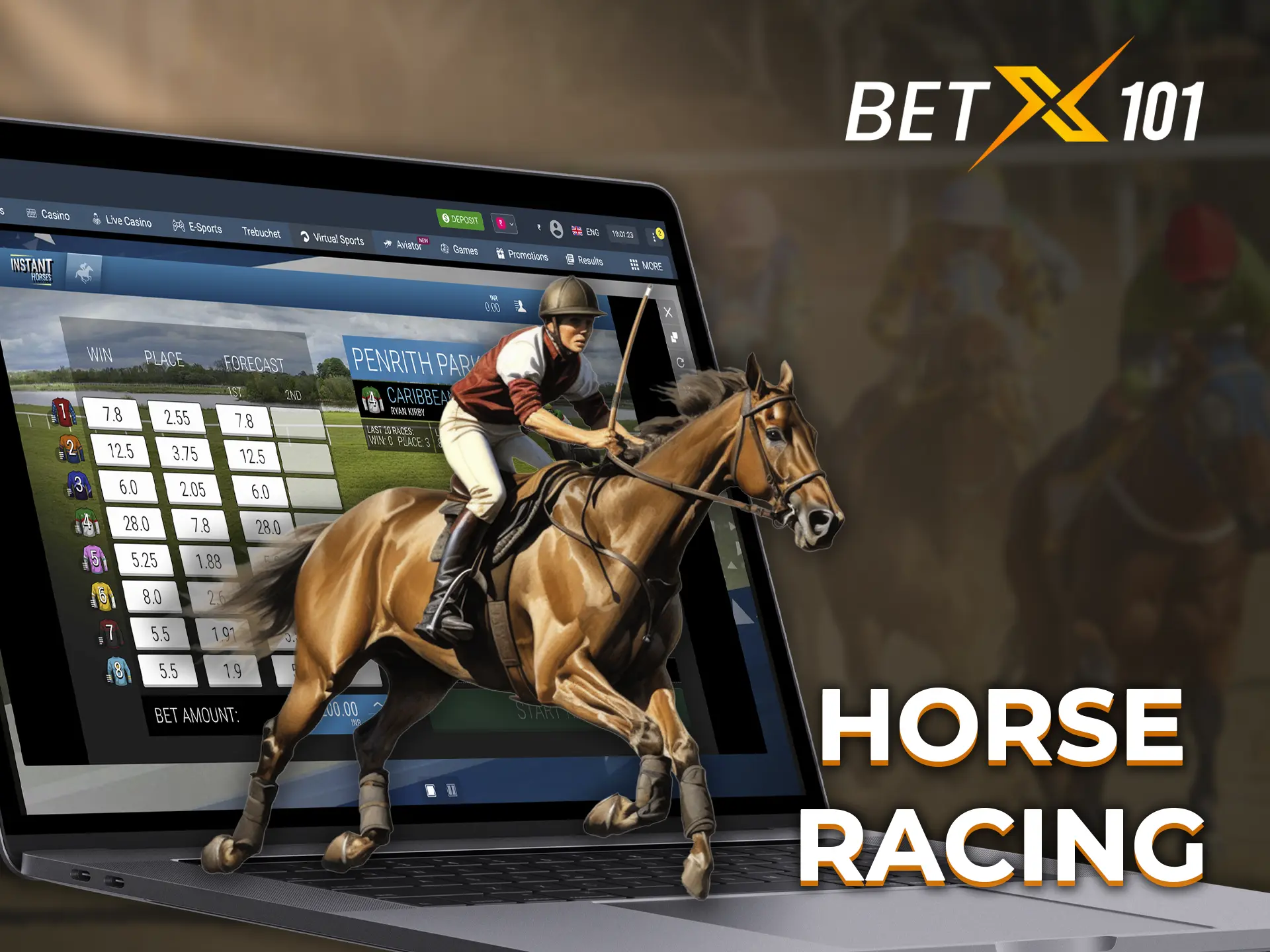 Take a gamble and win big cash rewards when betting on horse racing at Betx101.