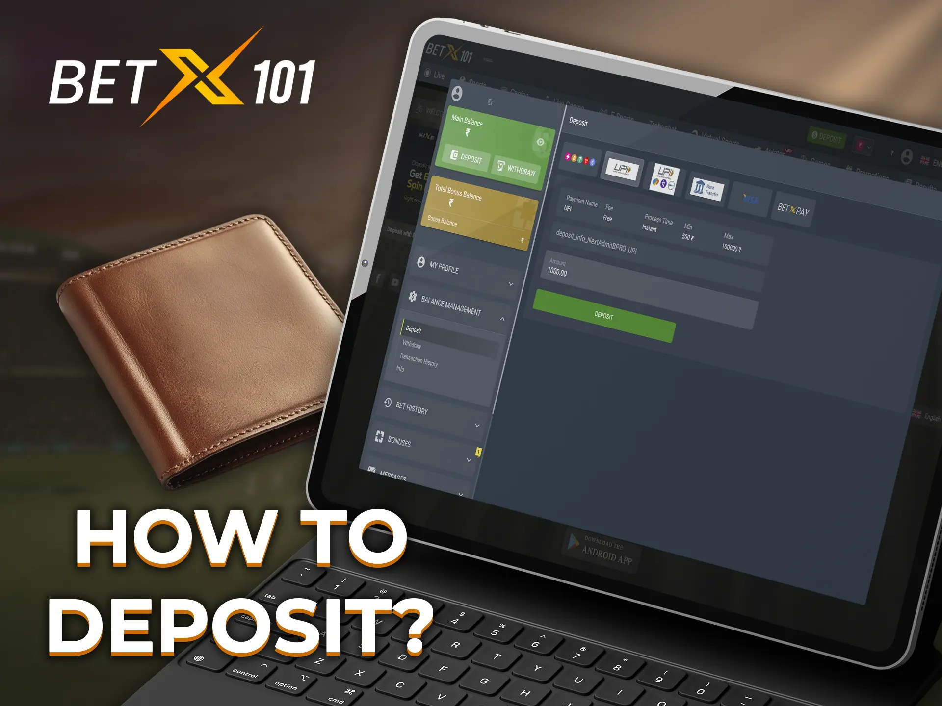 Fund your Betx101 account in just a few clicks thanks to popular payment methods.