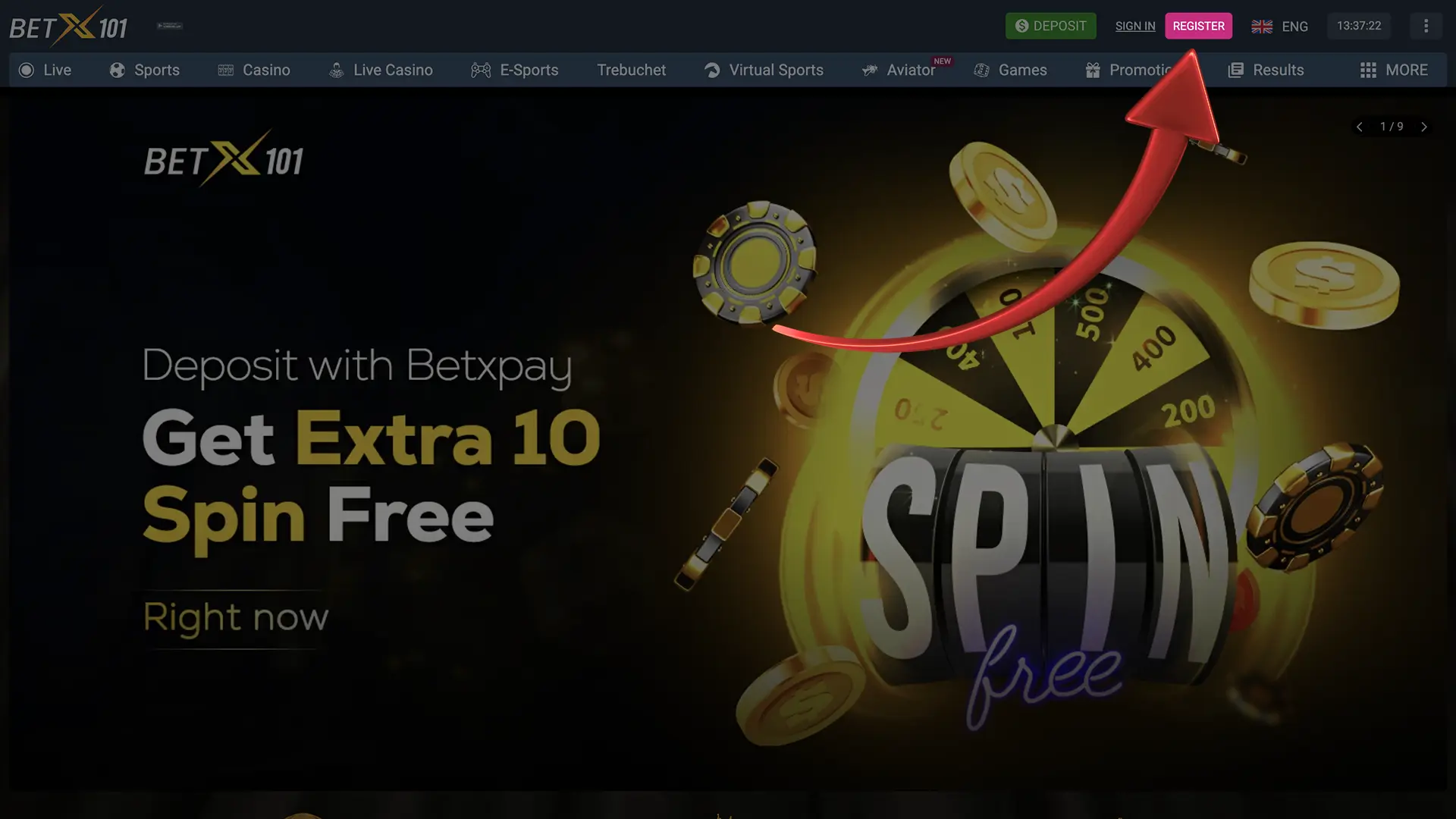 Select the Betx101 casino account registration icon.