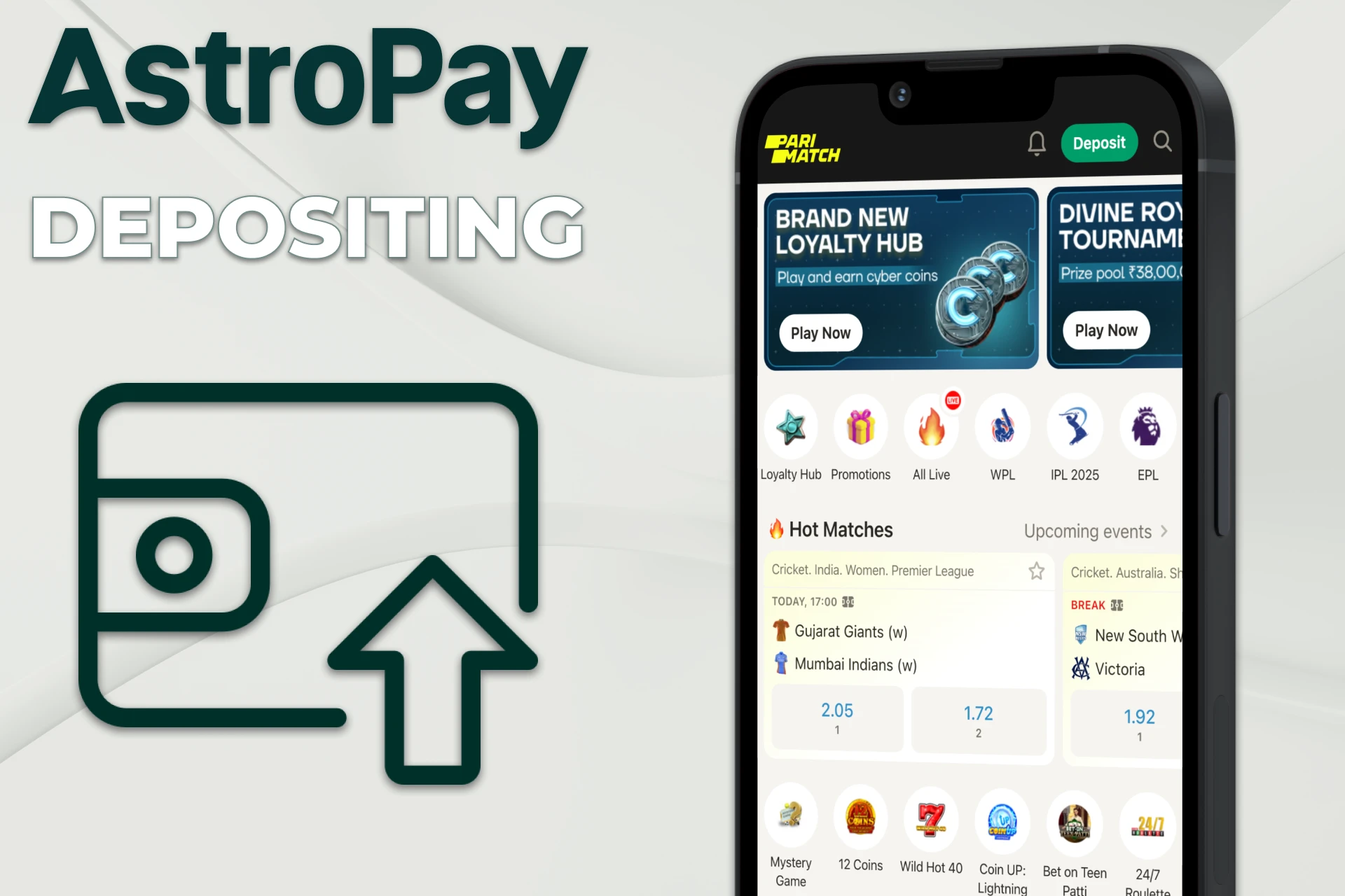 Now you can deposit your AstroPay funds into betting accounts.