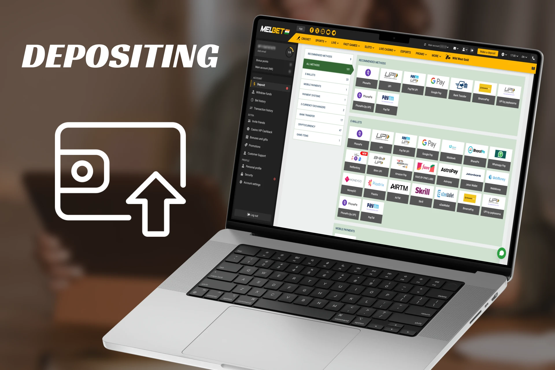 Use NetBanking account to deposit on a betting site.