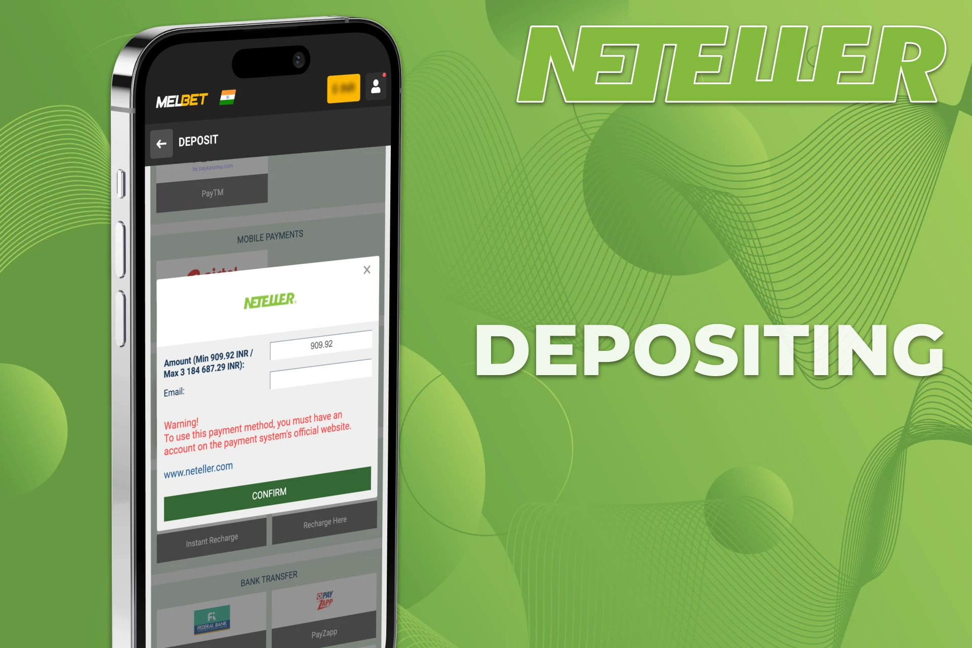 You can easily deposit funds into your betting account.