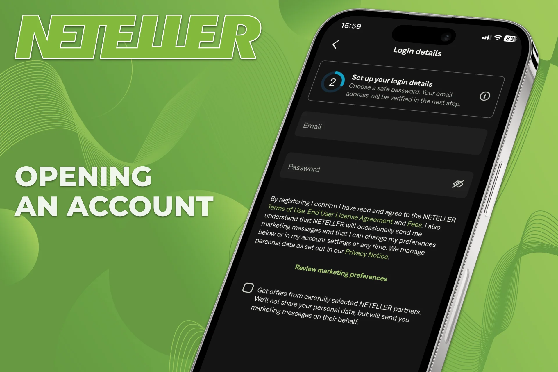 Create an account before using Neteller for betting.