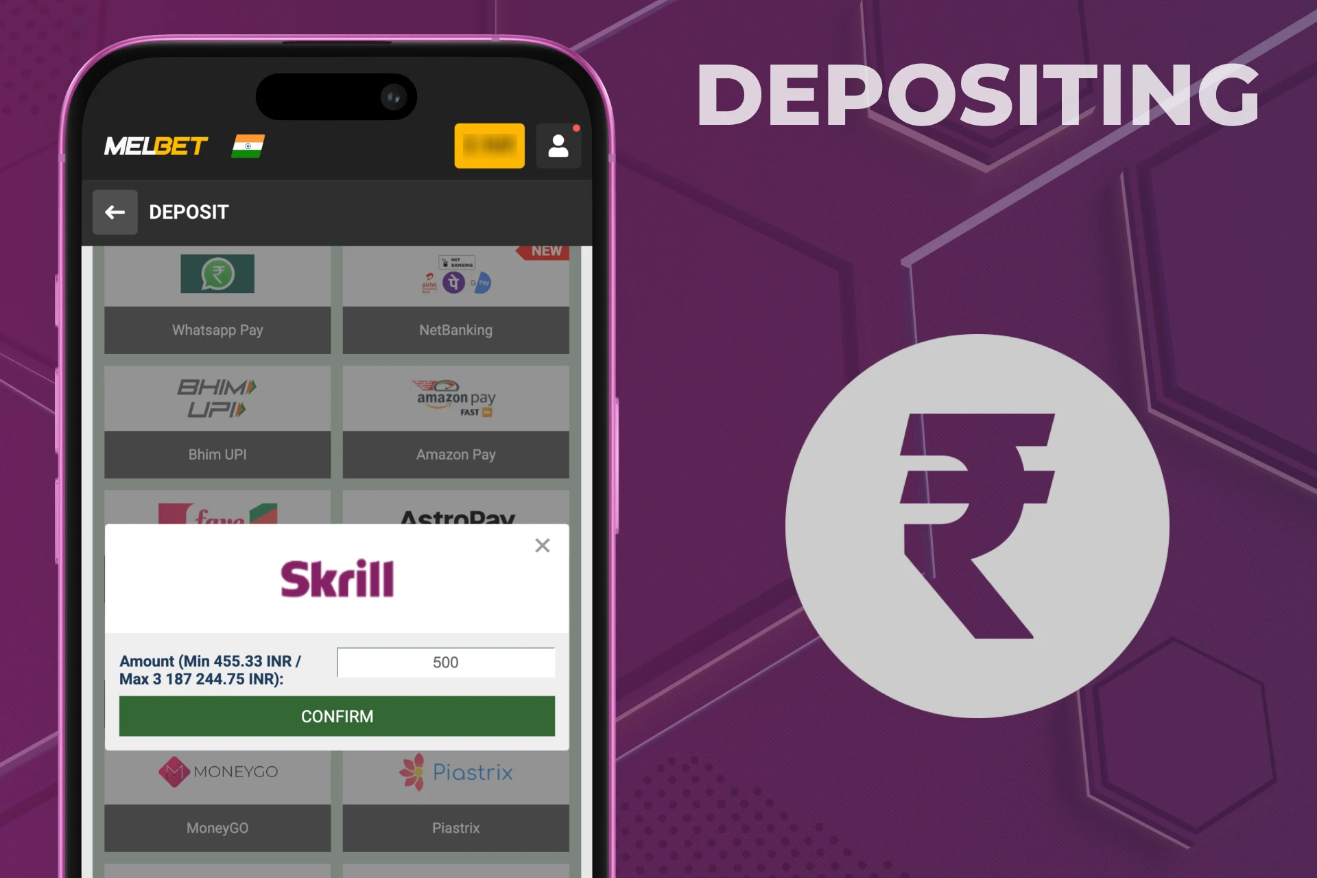 You can deposit funds at betting sites using Skrill.