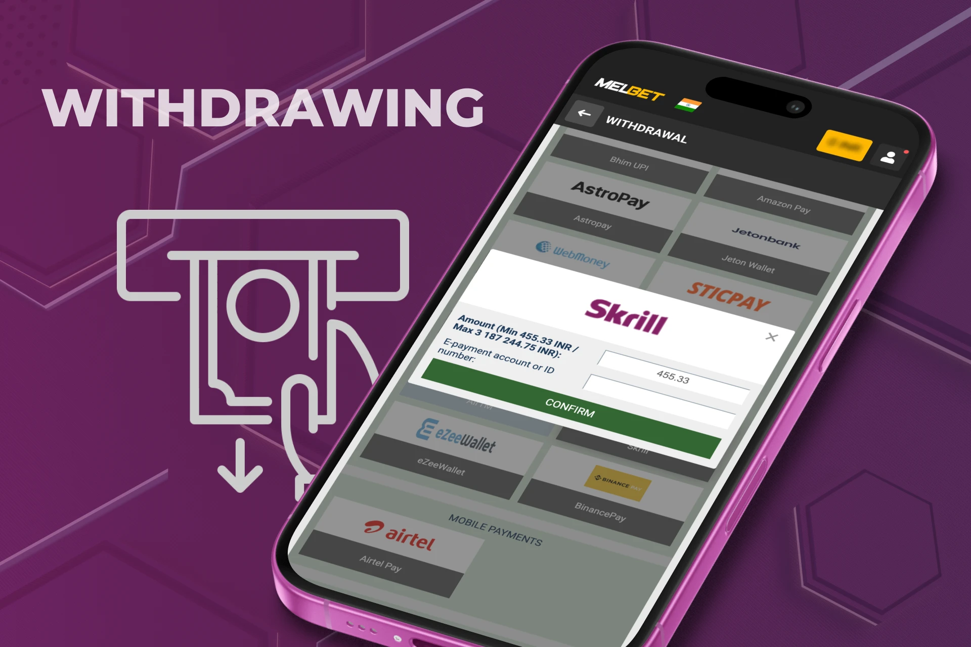 Withdrawing funds with Skrill is quick and easy.