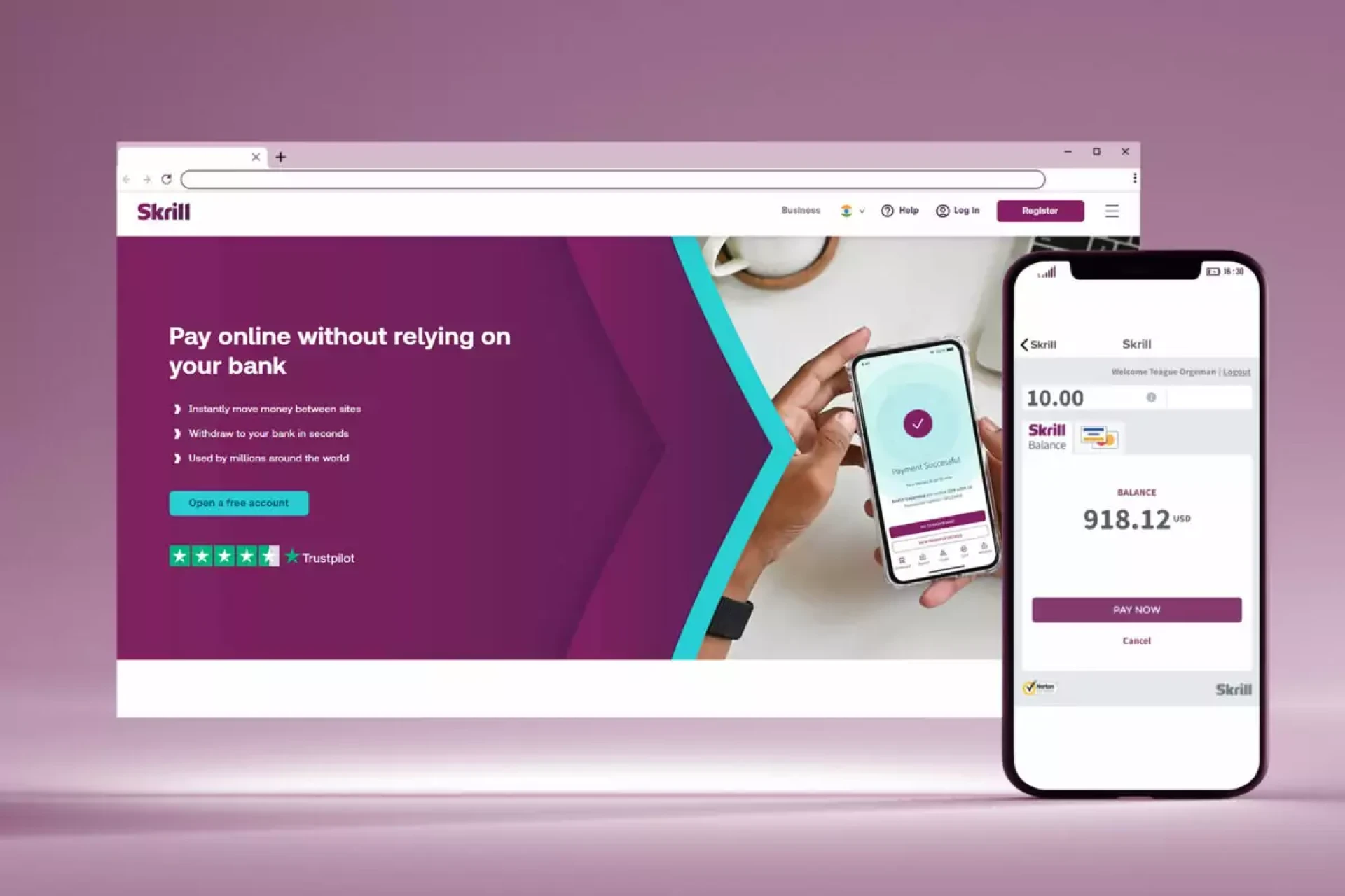 Use Skrill to send money and convert your funds to cryptocurrency.