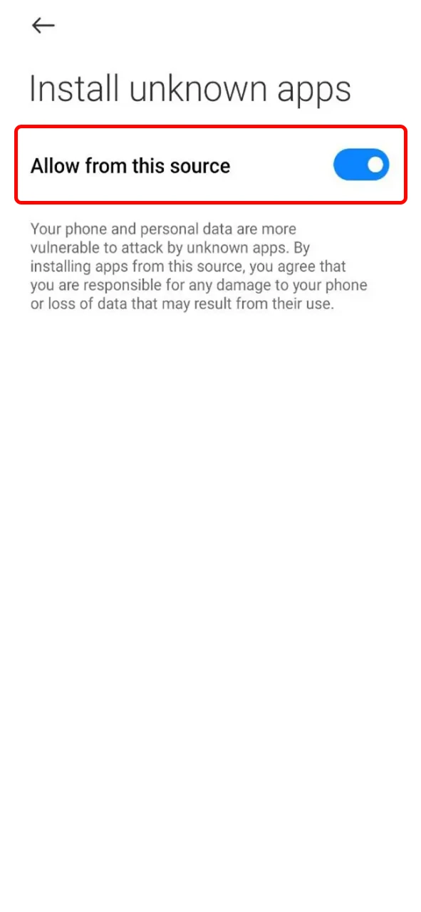 Before installing Batery, enable unknown sources in your Android settings.