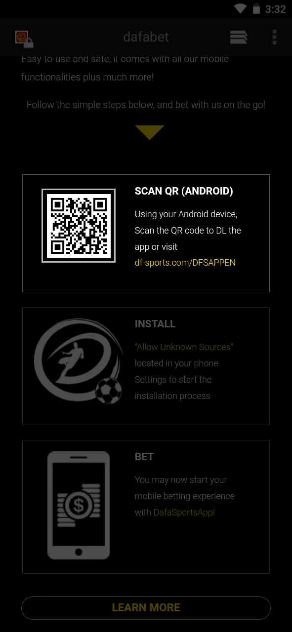 Start downloading the Dafabet app.