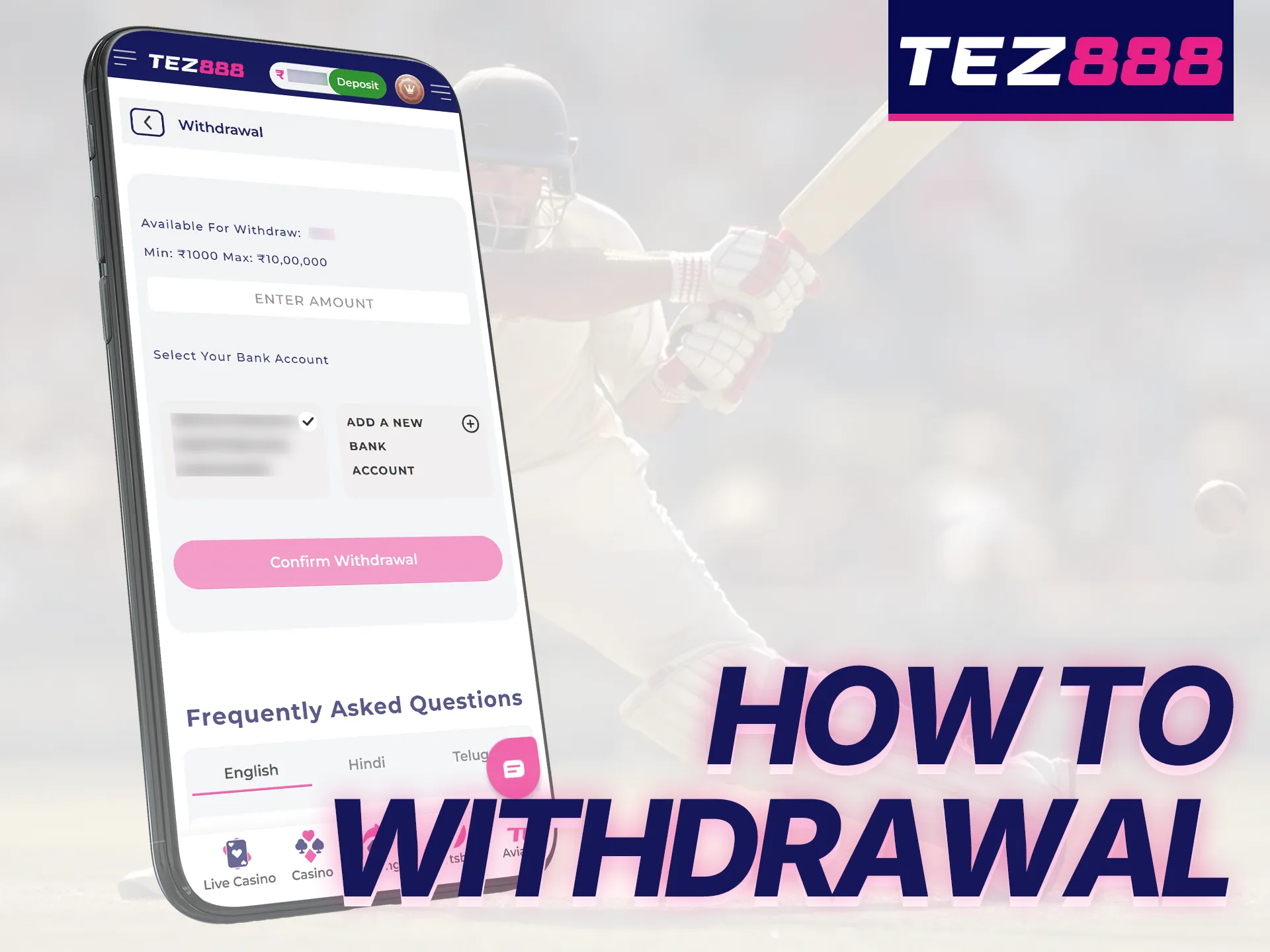 Withdrawing your winnings from Tez888 is quick and convenient.