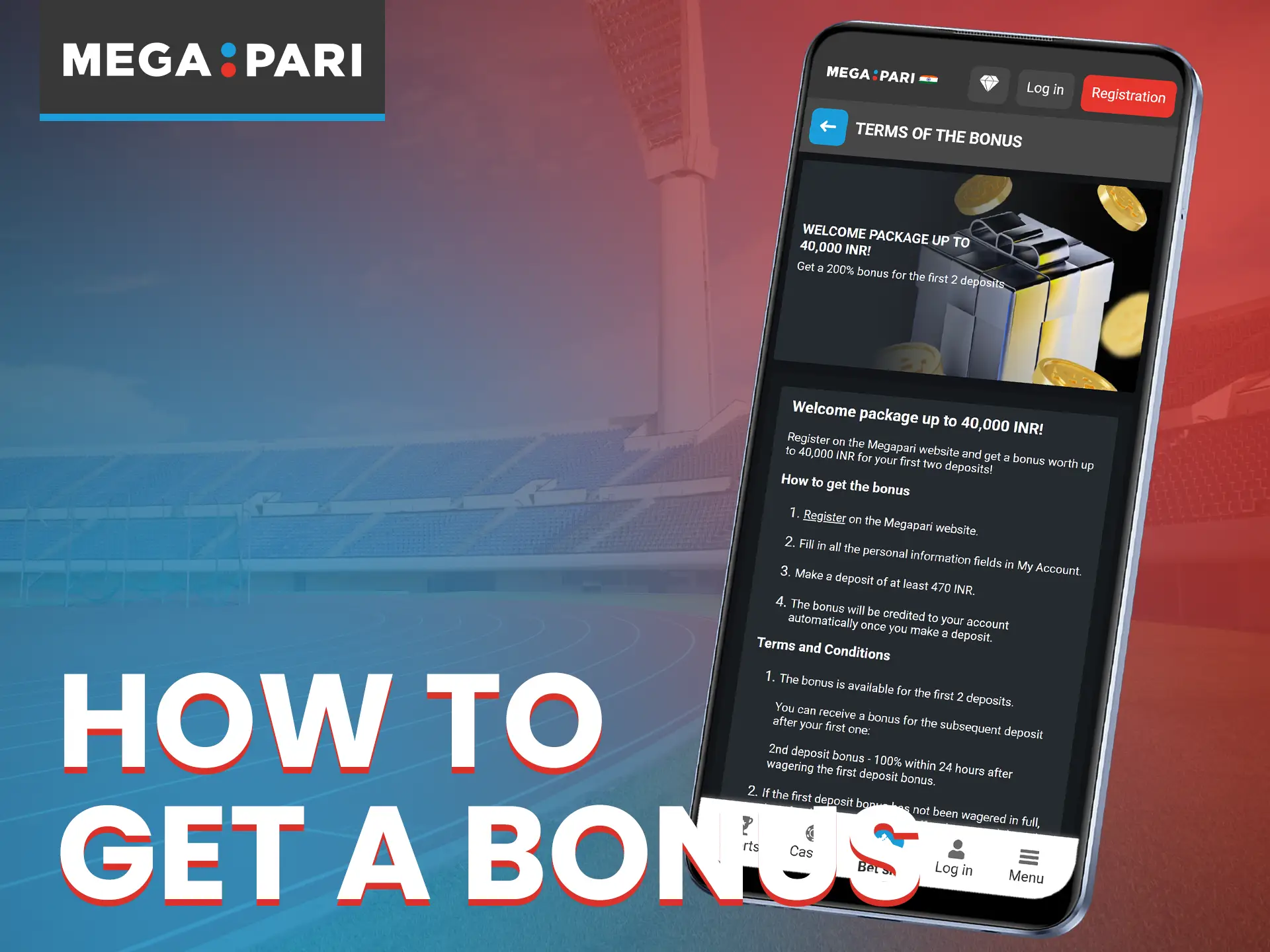Follow the instructions to claim your Megapari welcome bonus.