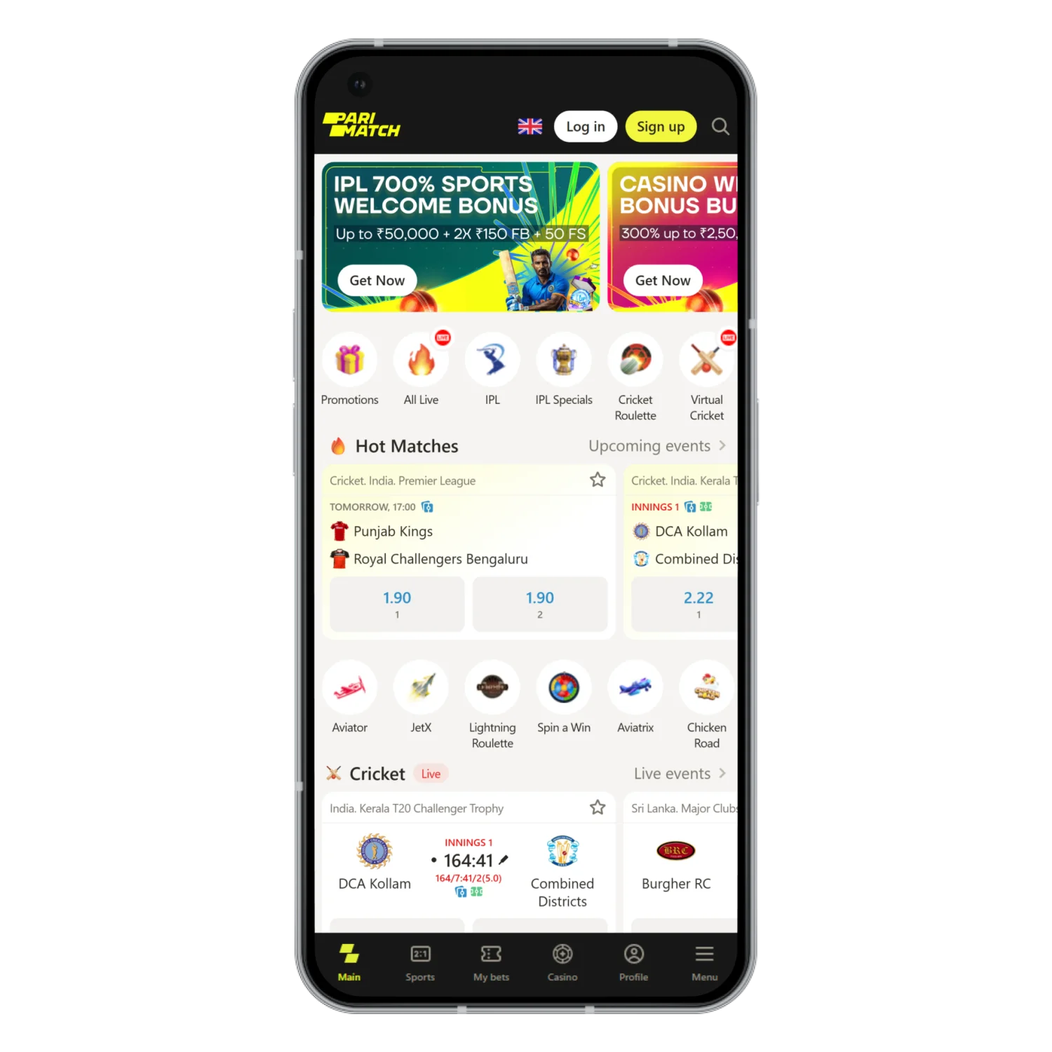 Download the latest version of the Parimatch app for Android and iOS in India.