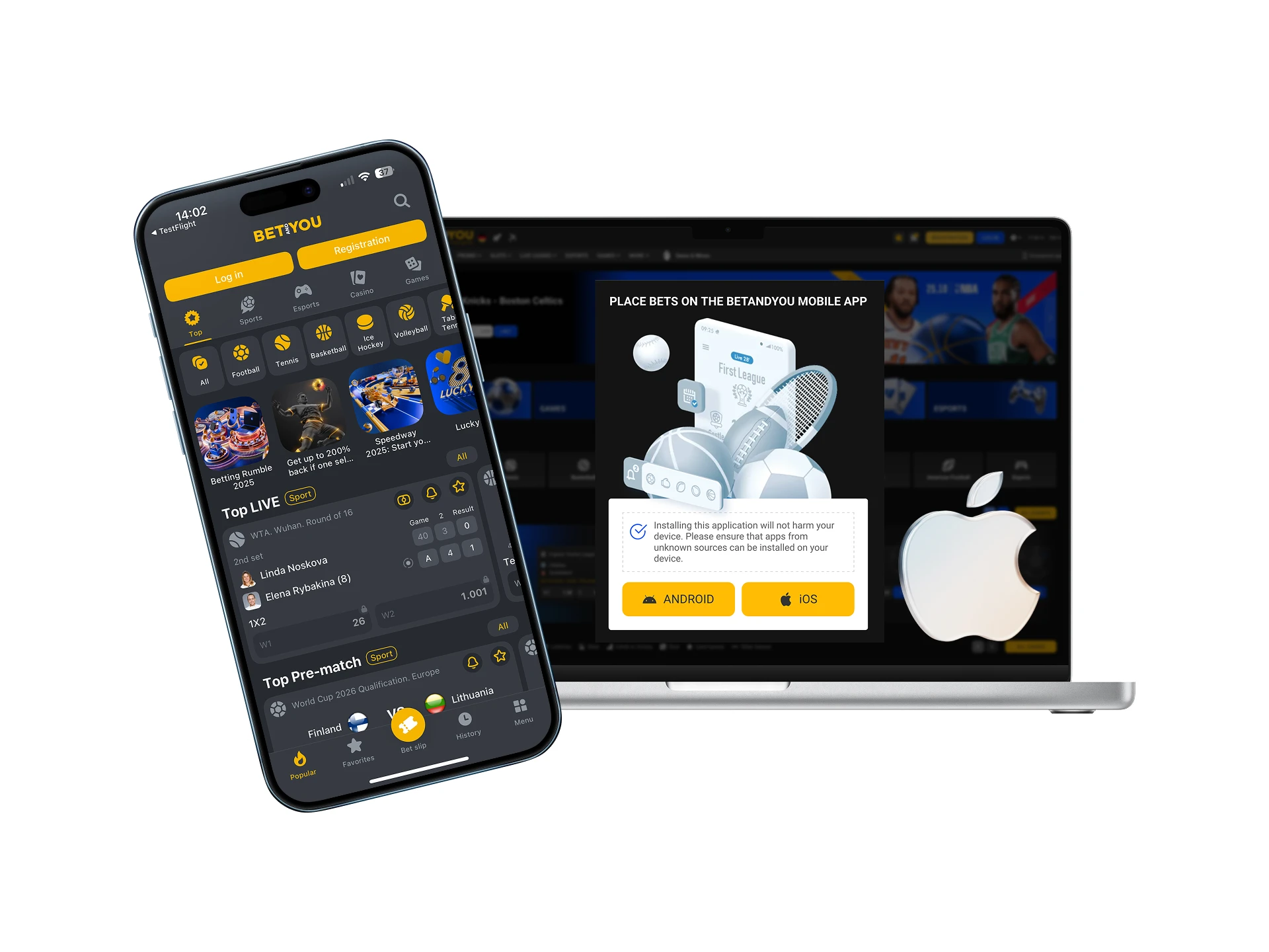 Get the dedicated ios app to enjoy mobile gaming and winning with BetAndYou in India.