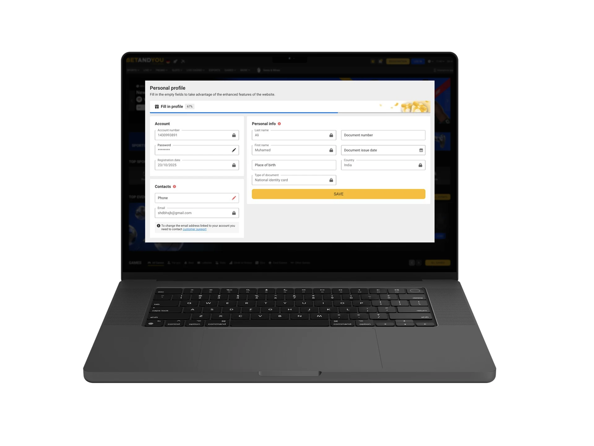 Complete your verification to secure play in BetAndYou in India.
