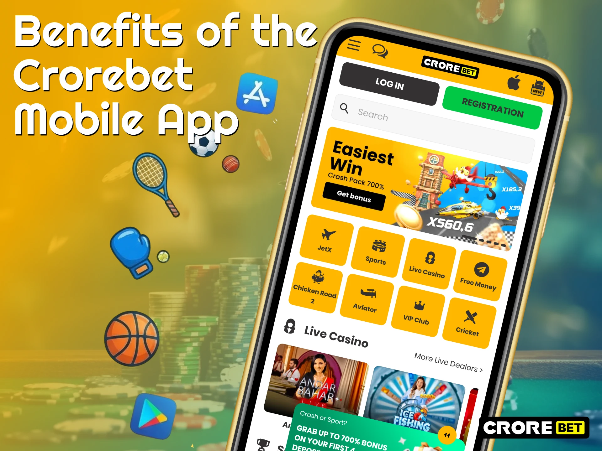 Discover the main benefits of using the Crorebet App for Android.