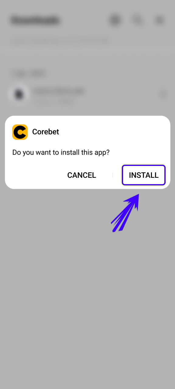 Install the update to the Crorebet App over the existing version on your device.