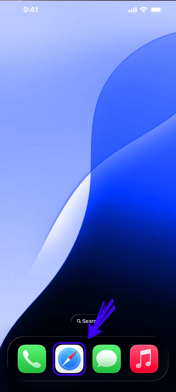 Launch Safari to search the Crorebet website and create an iOS homescreen shortcut..